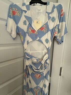 Blue and White Crab Print dress